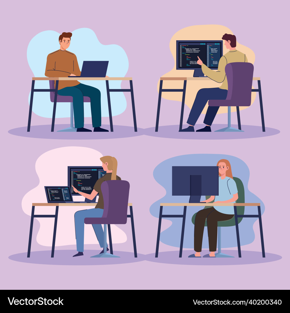 Workers of developers web Vector Image