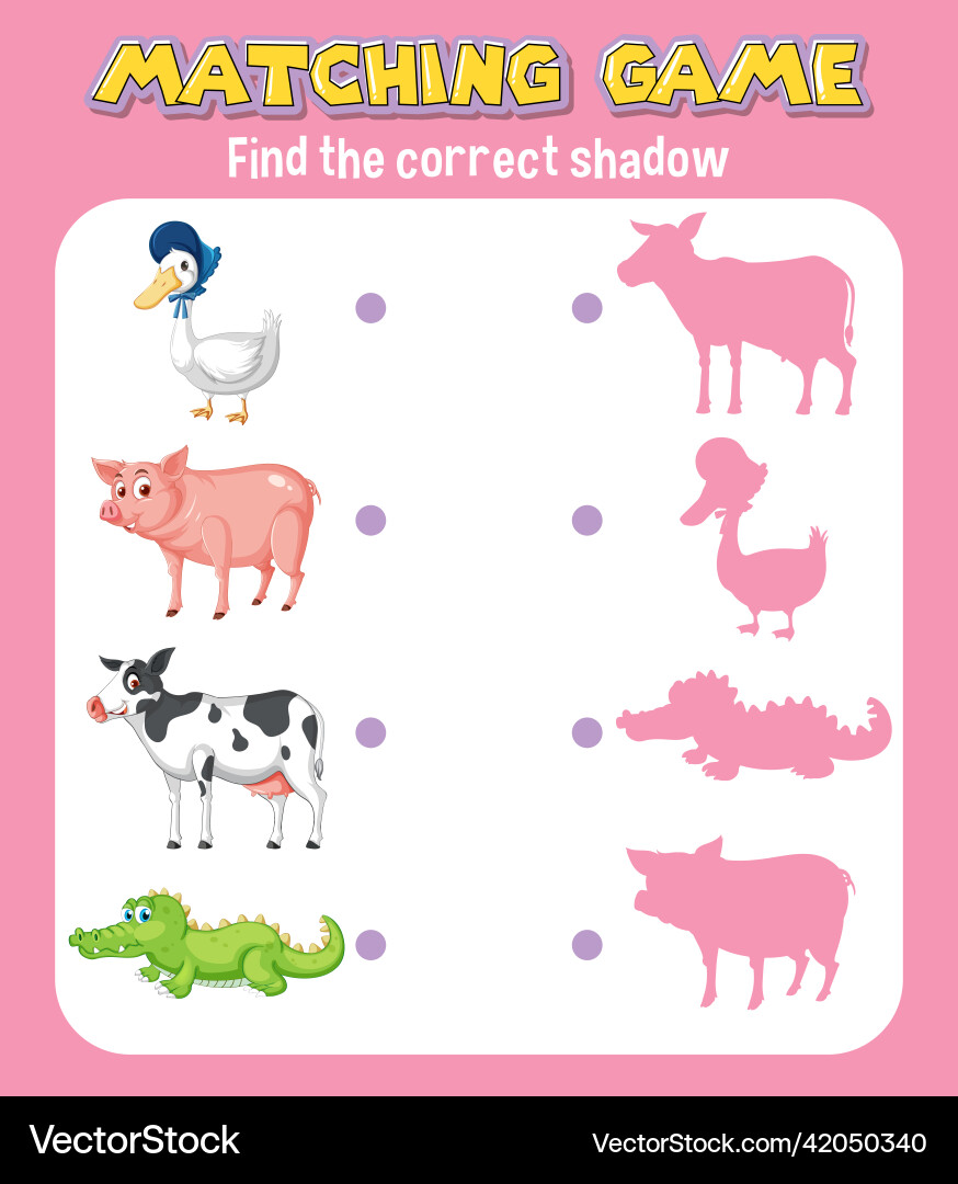 Worksheet design with matching shadow vector image