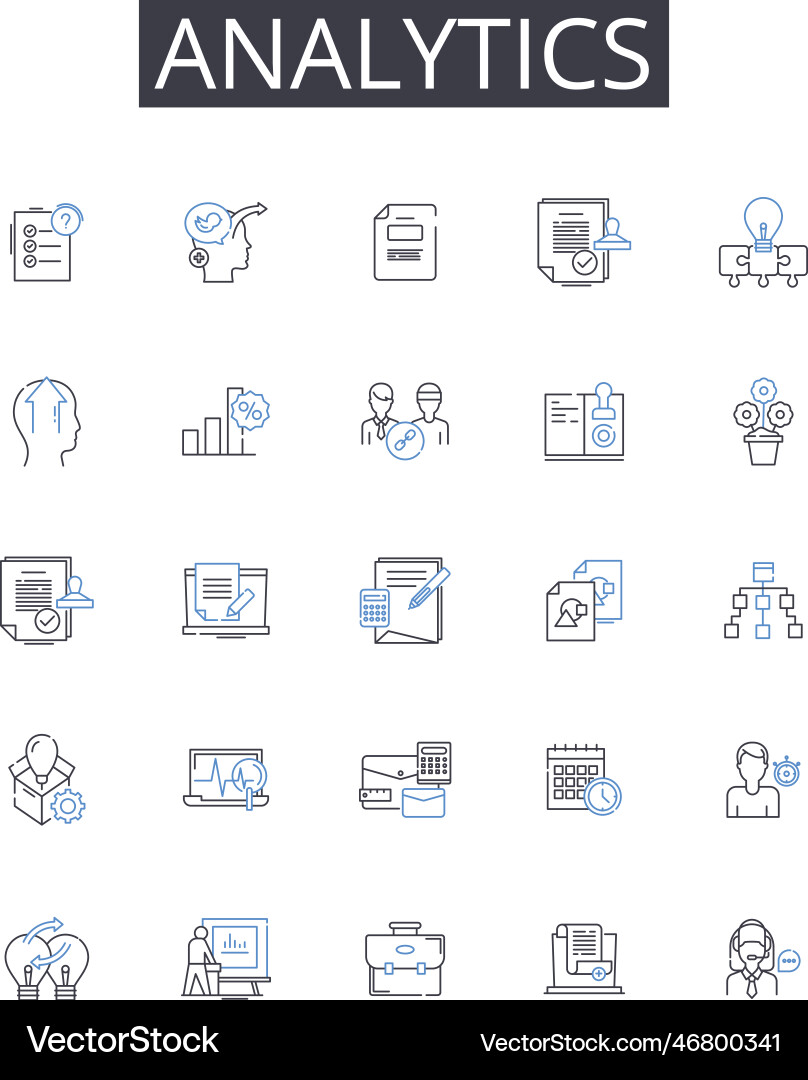 Analytics line icons collection data mining Analytics line icons collection data mining vector image