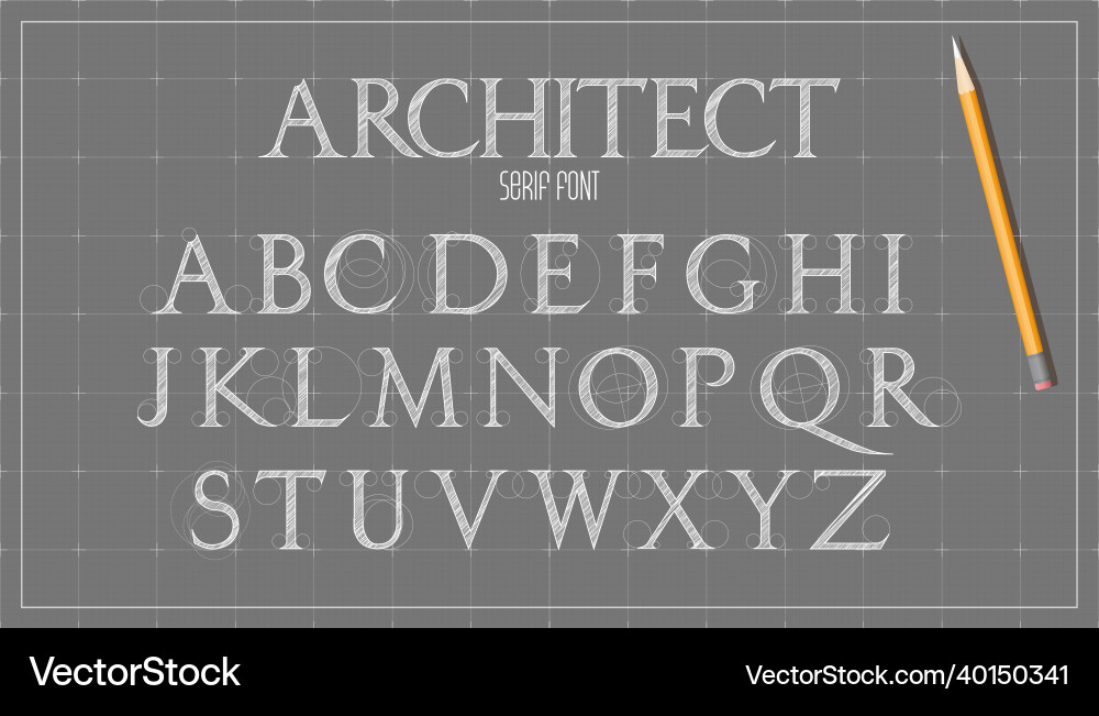 Blueprint architecture font Blueprint architecture font vector image