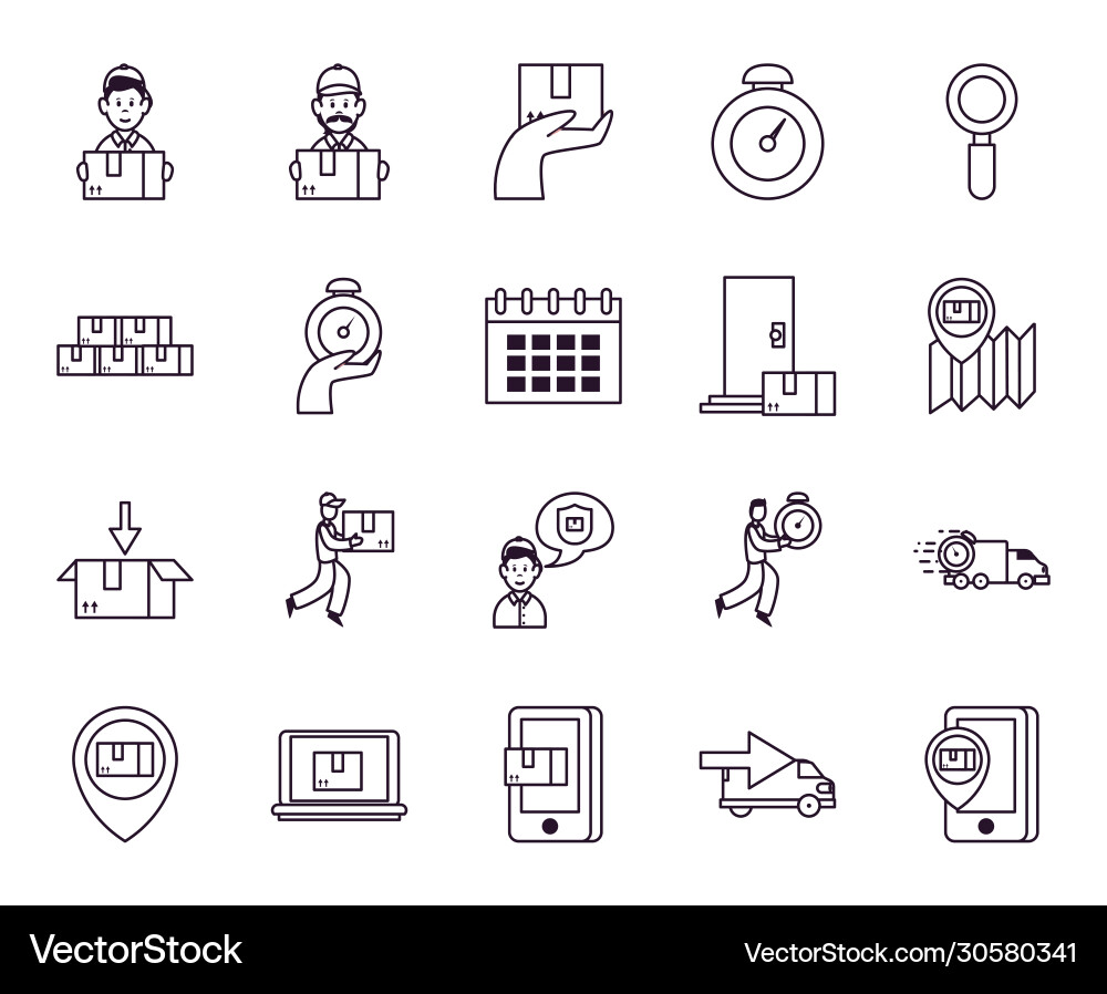 Chronometer and fast delivery icon set line style Vector Image