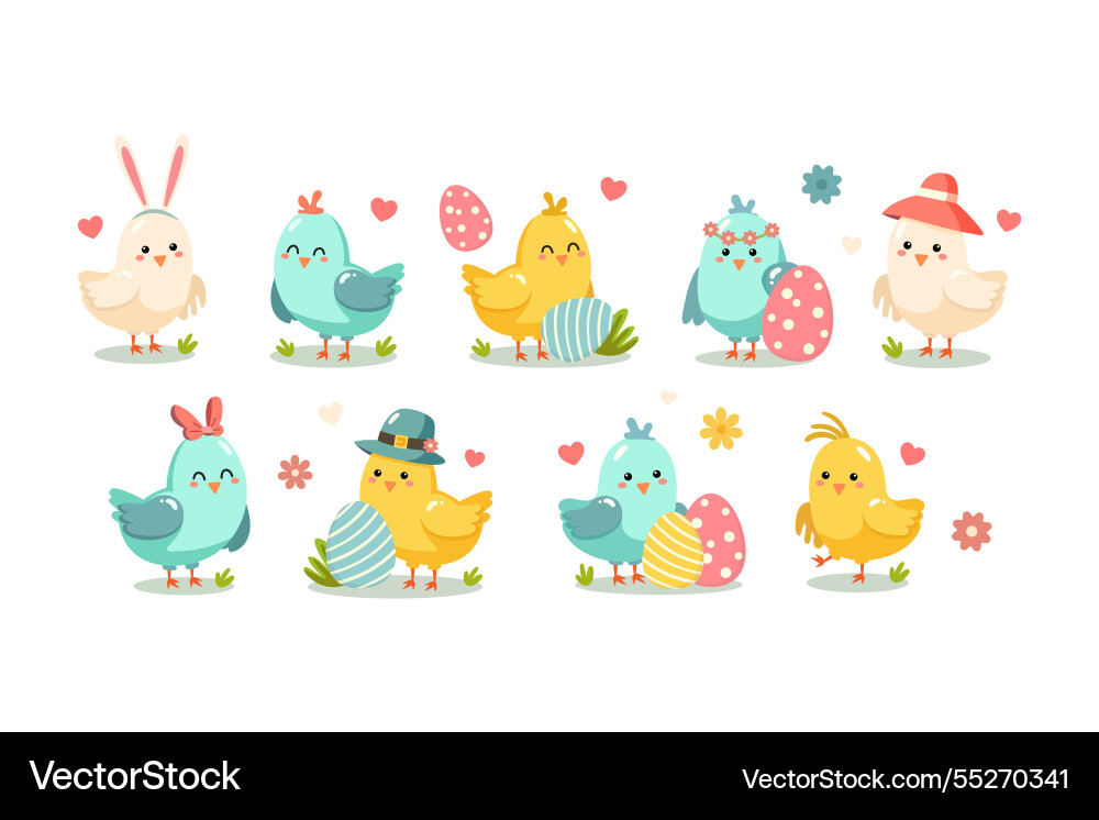 Cute Pastel Easter Chicks Vector Image