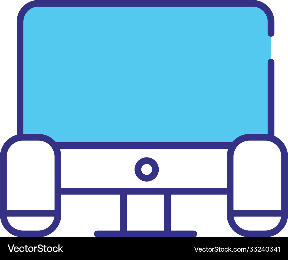Desktop computer with speaker line and fill style vector image