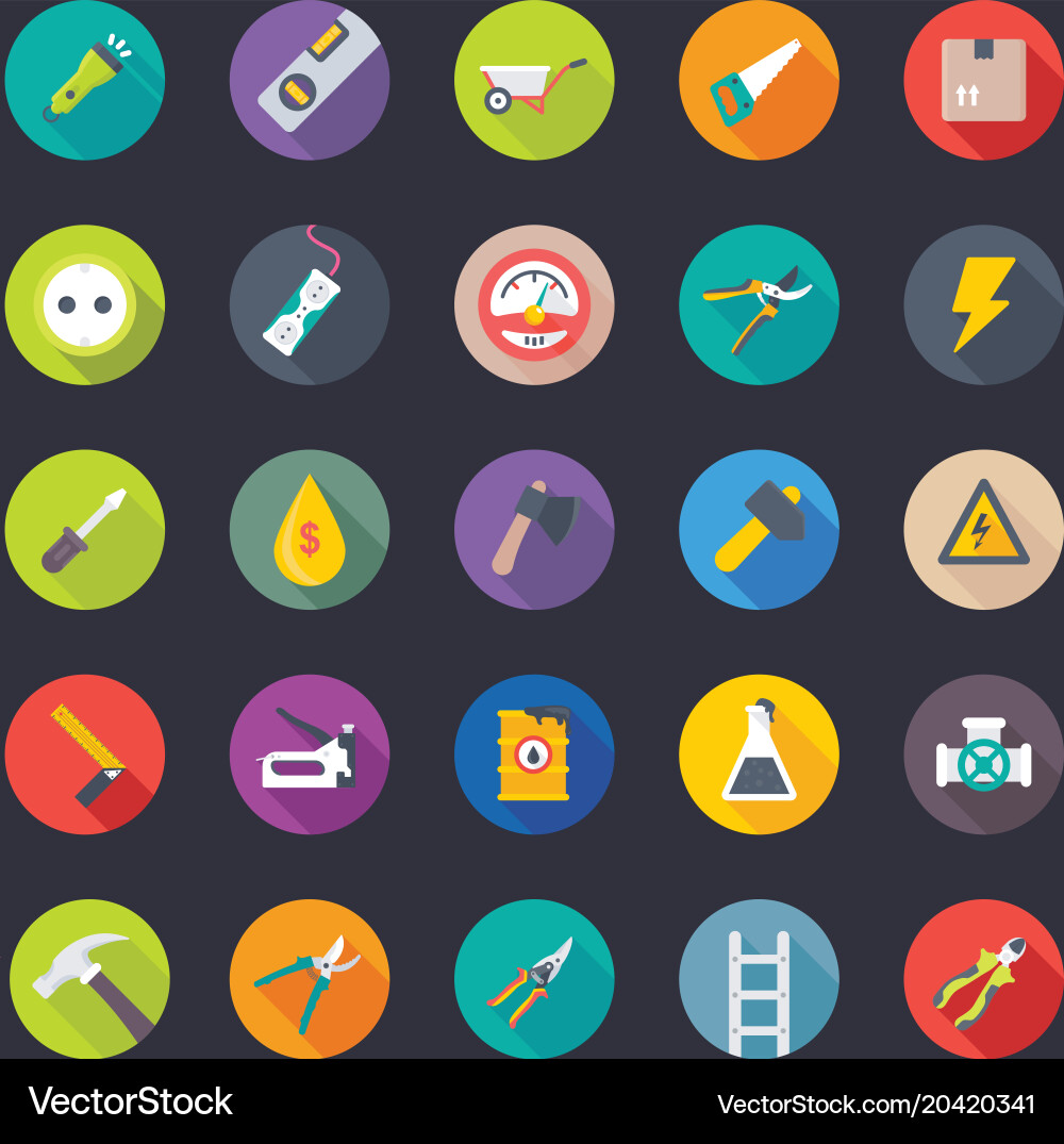 Industrielle und Bau flache Icons Pack Industrielle und Bau flache Icons Pack vektorbild