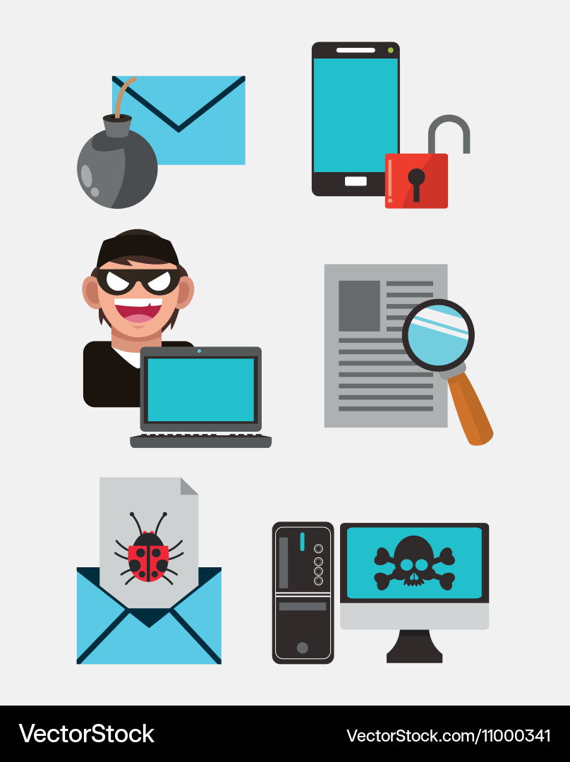 Internet security related icons image vector image