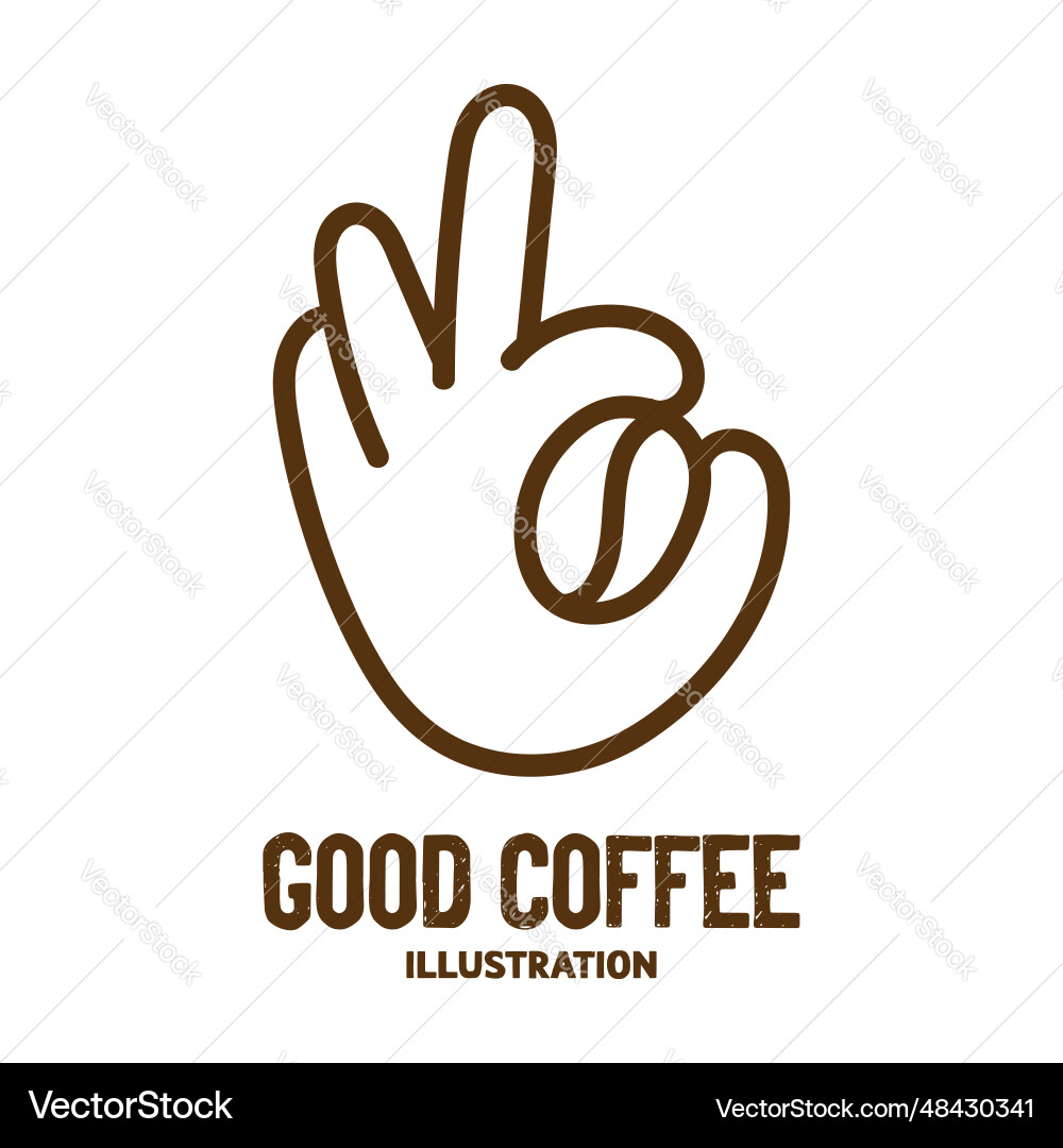 Ok hand gesture hold coffee bean for best premium Ok hand gesture hold coffee bean for best premium Vector Image