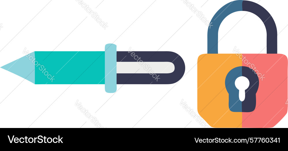 Pen with padlock icon design generative ai vector image