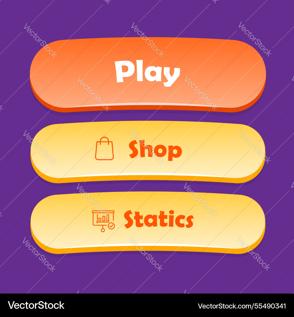 Premium game ui buttons template for designers vector image