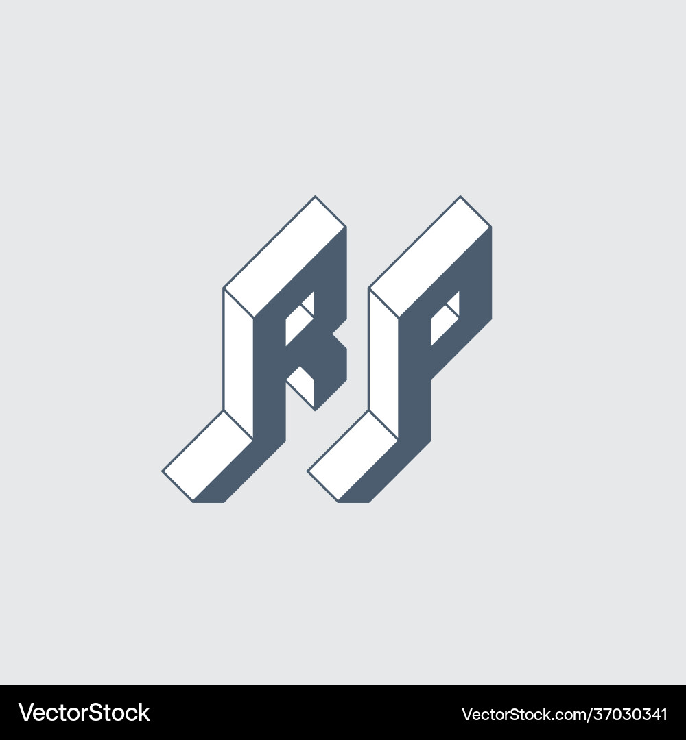 R and p - monogram or logotype isometric 3d font R and p - monogram or logotype isometric 3d font vector image