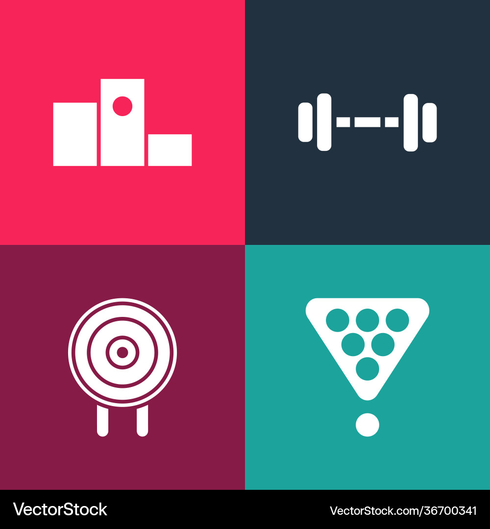 Set pop art billiard balls in rack triangle Vector Image