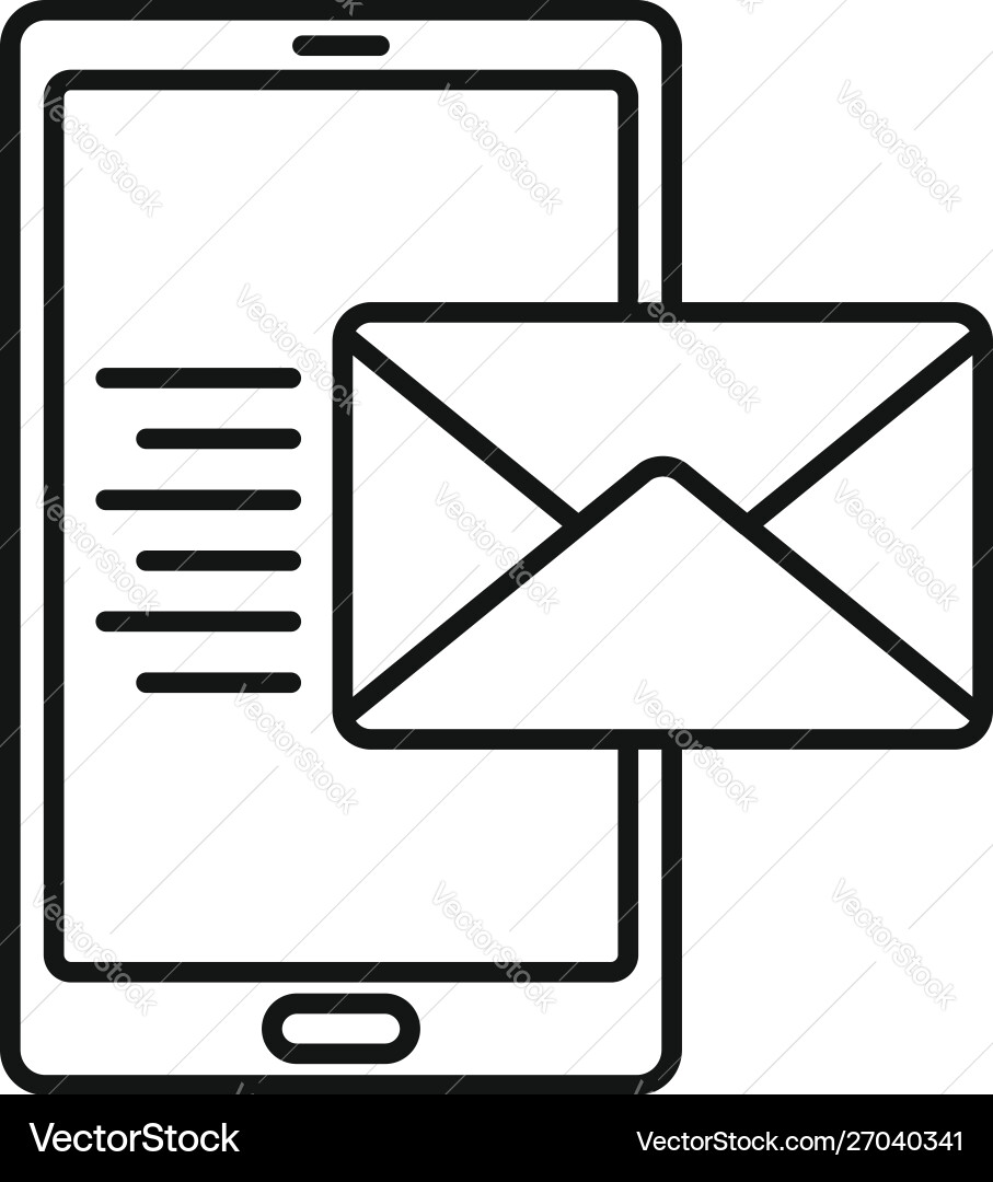 Smartphone mail inbox icon outline style Smartphone mail inbox icon outline style vector image