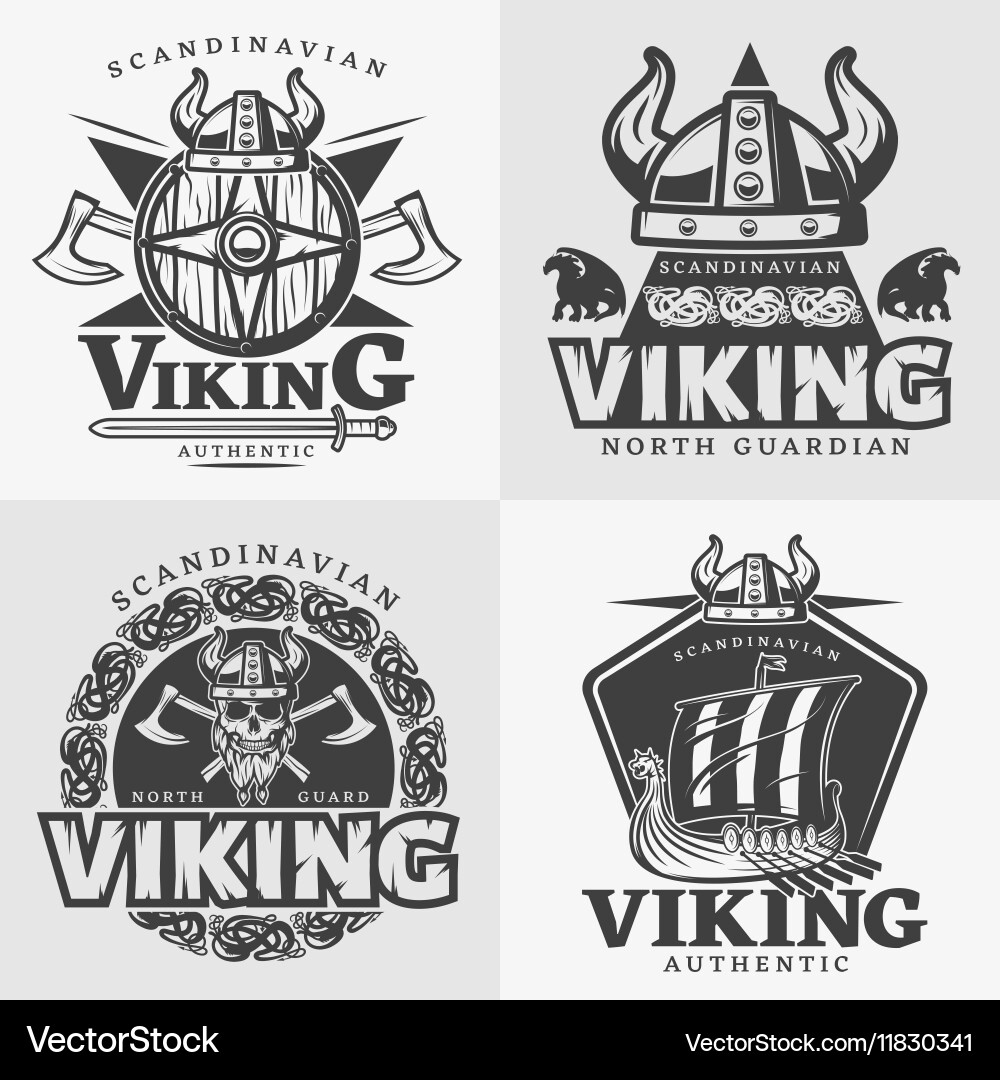 Viking Emblem Set - Scandinavian Vector Image