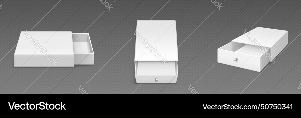 White empty open slide box with ribbon puller White empty open slide box with ribbon puller vector image