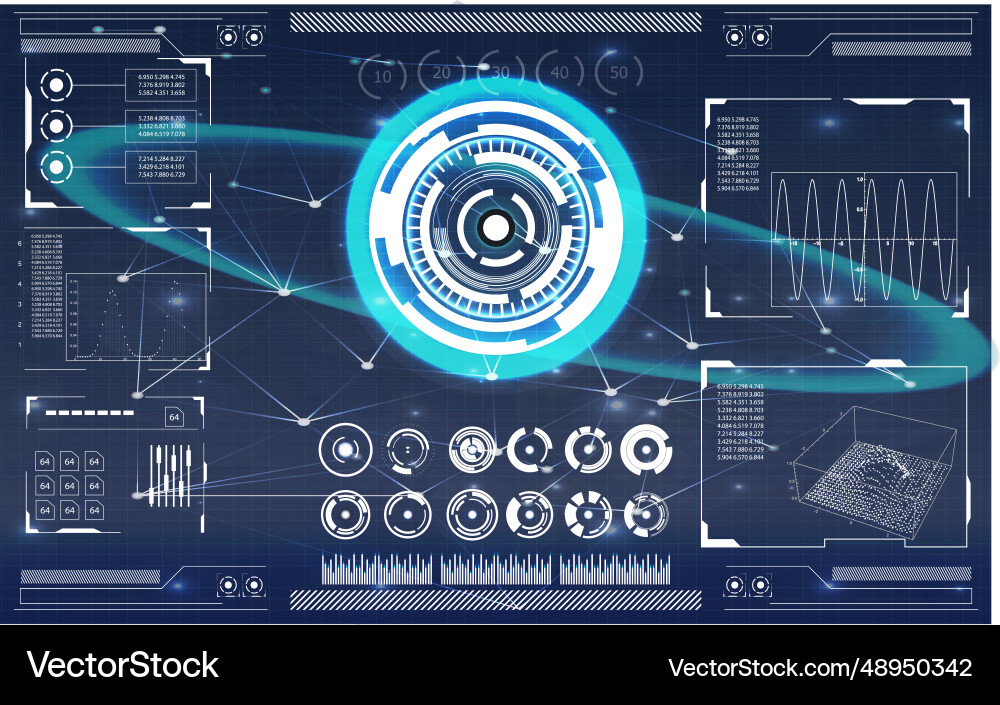 Advanced hud interface - graphics for monitoring Vector Image