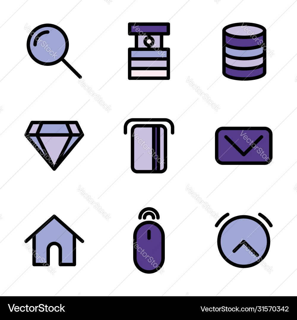 Basic user interface icon set outline include vector image
