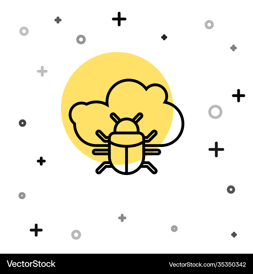 Black line system bug on a cloud icon isolated vector image