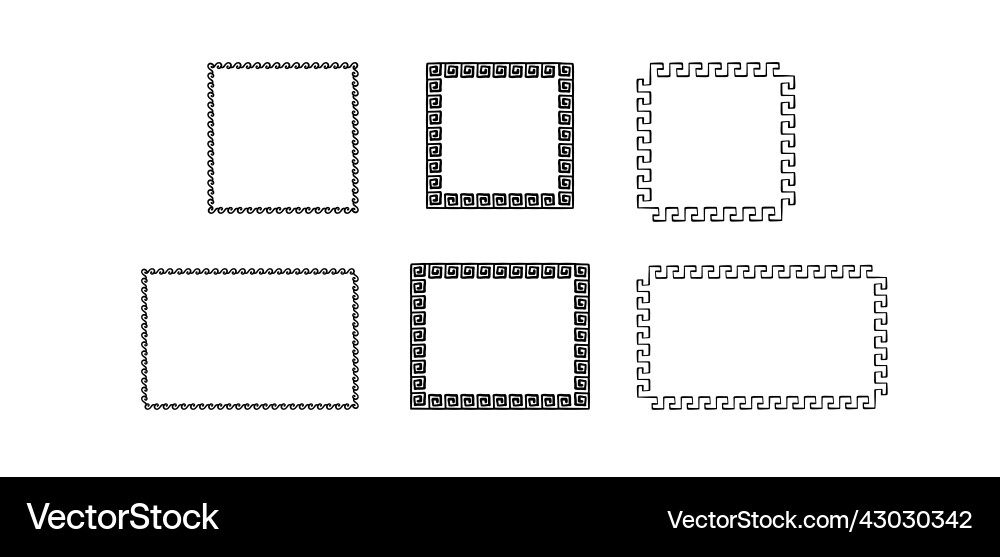 Black rectangle frames with meander pattern vector image
