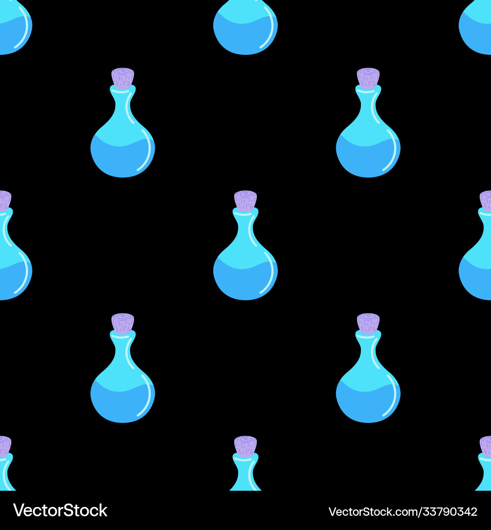 Bottles with elixir seamless pattern halloween Bottles with elixir seamless pattern halloween vector image
