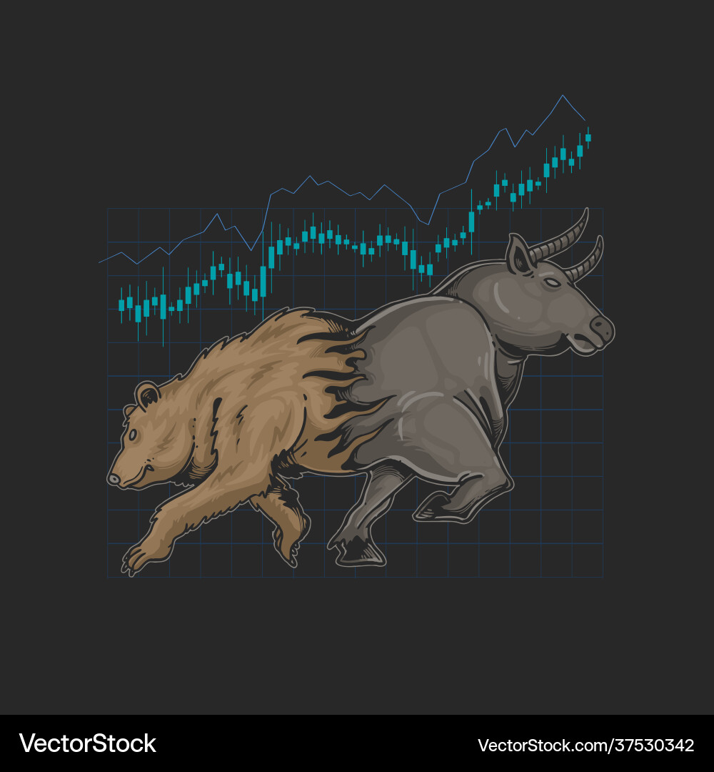 Bull and Bear Crypto Trading Symbols – Royalty-Free Vector | VectorStock
