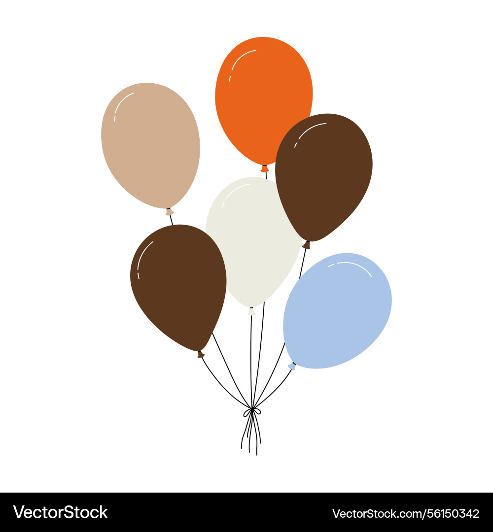 Bundle of colorful balloons with strings floating Bundle of colorful balloons with strings floating vector image
