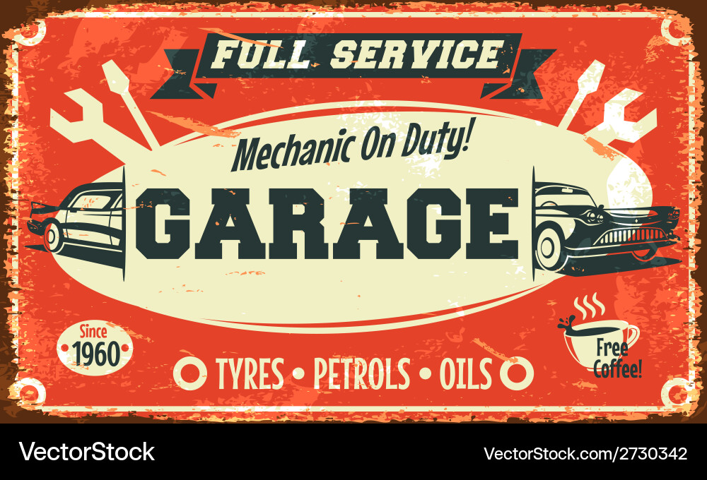 Classic Car Service Sign Vector Image