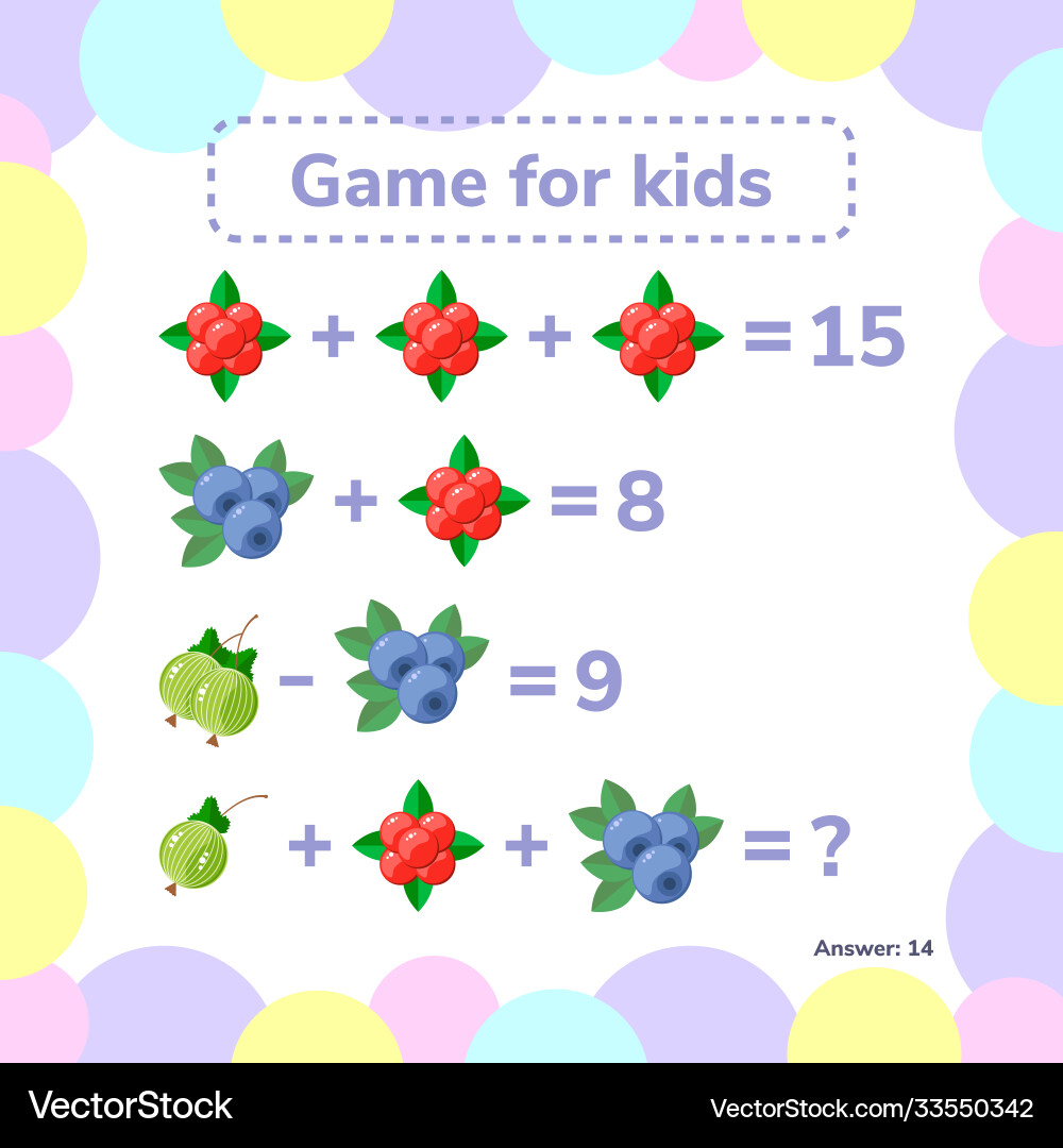 Educational a mathematical game logic task Educational a mathematical game logic task Vector Image