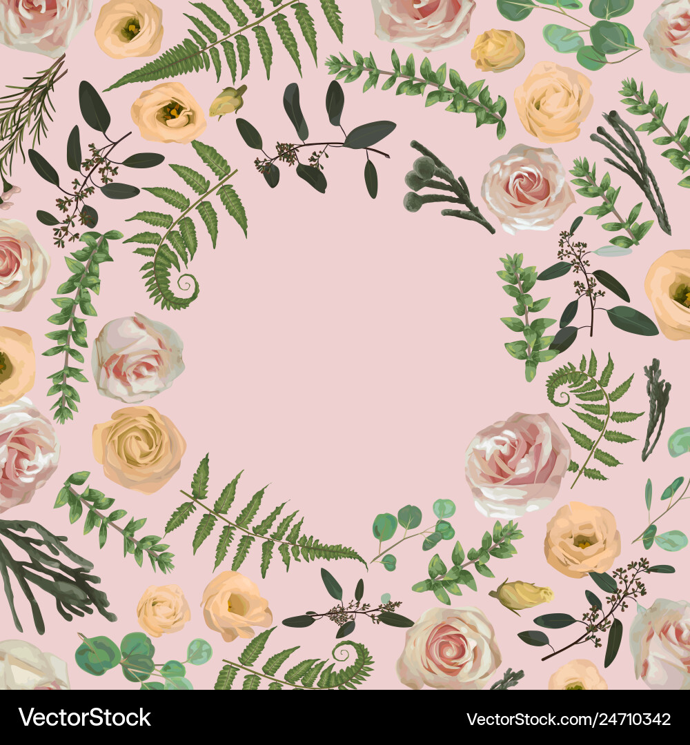 Greenery selection design round invitation frame Greenery selection design round invitation frame Vector Image