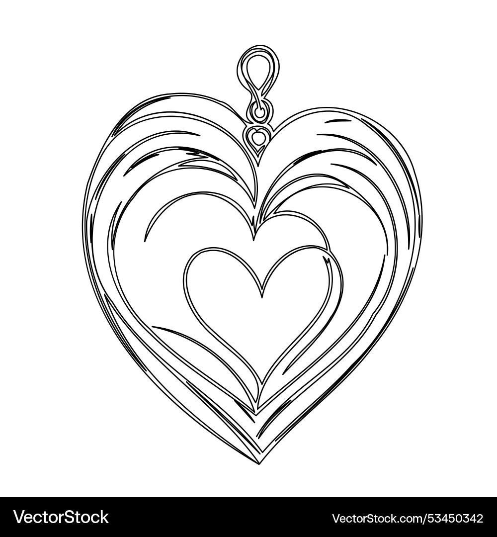 Heart shaped locket valentine outline sketch Vector Image