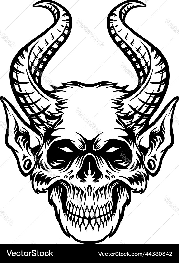 Horned monkey skull surrealism Horned monkey skull surrealism Vector Image