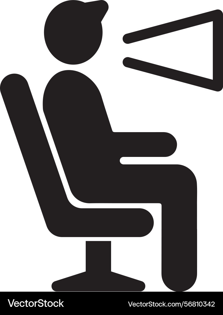 Icon of a seated viewer facing projection source Vector Image