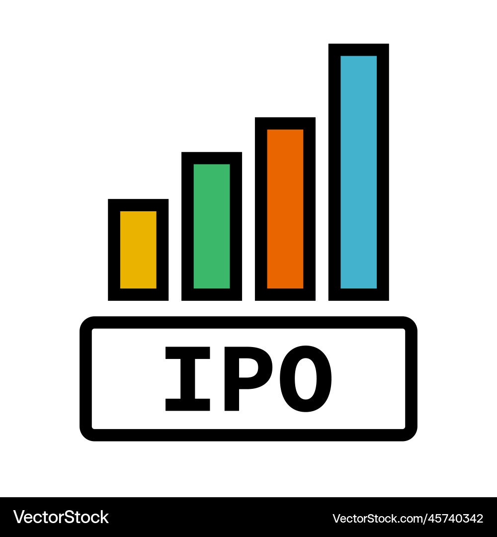 Ipo bar graph icon of initial public offering Ipo bar graph icon of initial public offering vector image