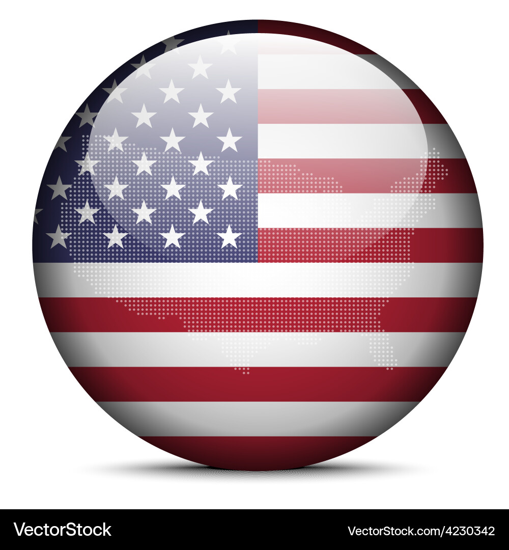 Map with dot pattern on flag button of united vector image