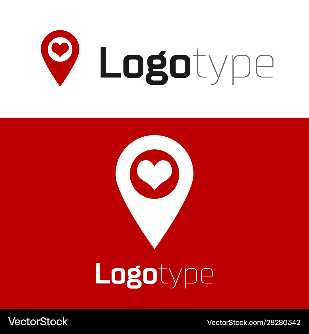 Red map pointer with heart icon isolated on white Red map pointer with heart icon isolated on white vector image