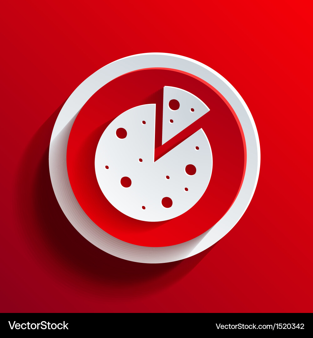 Red Pizza Icon - Circular Slice Vector Image