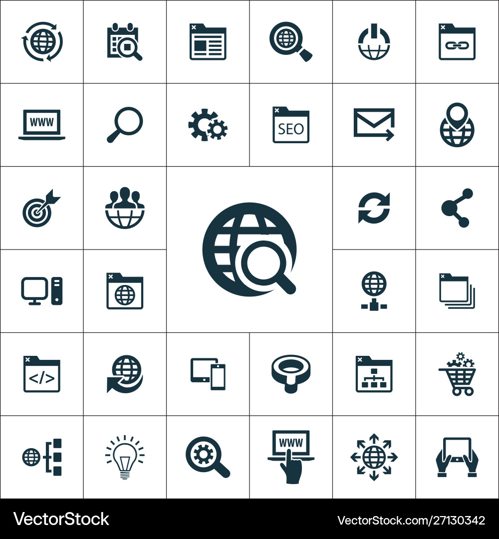 Seo icons universal set for web and ui vector image