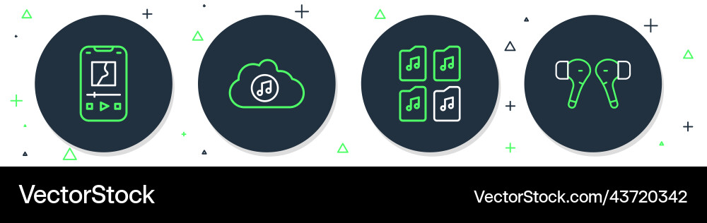 Set line music streaming service file document Set line music streaming service file document vector image