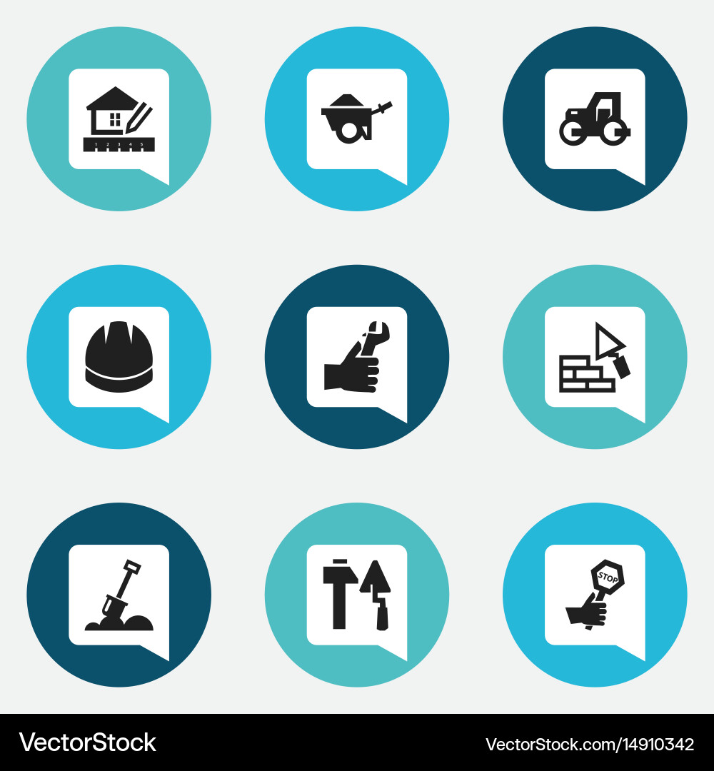 Set of 9 editable building icons includes symbols vector image