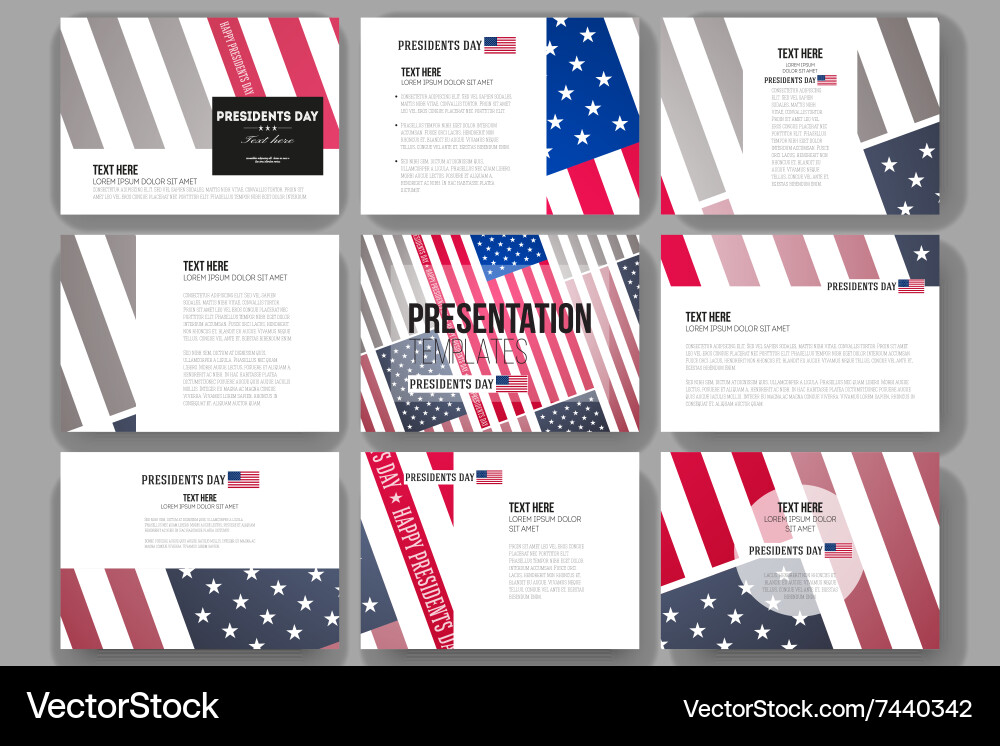 Set of 9 templates for presentation slides vector image
