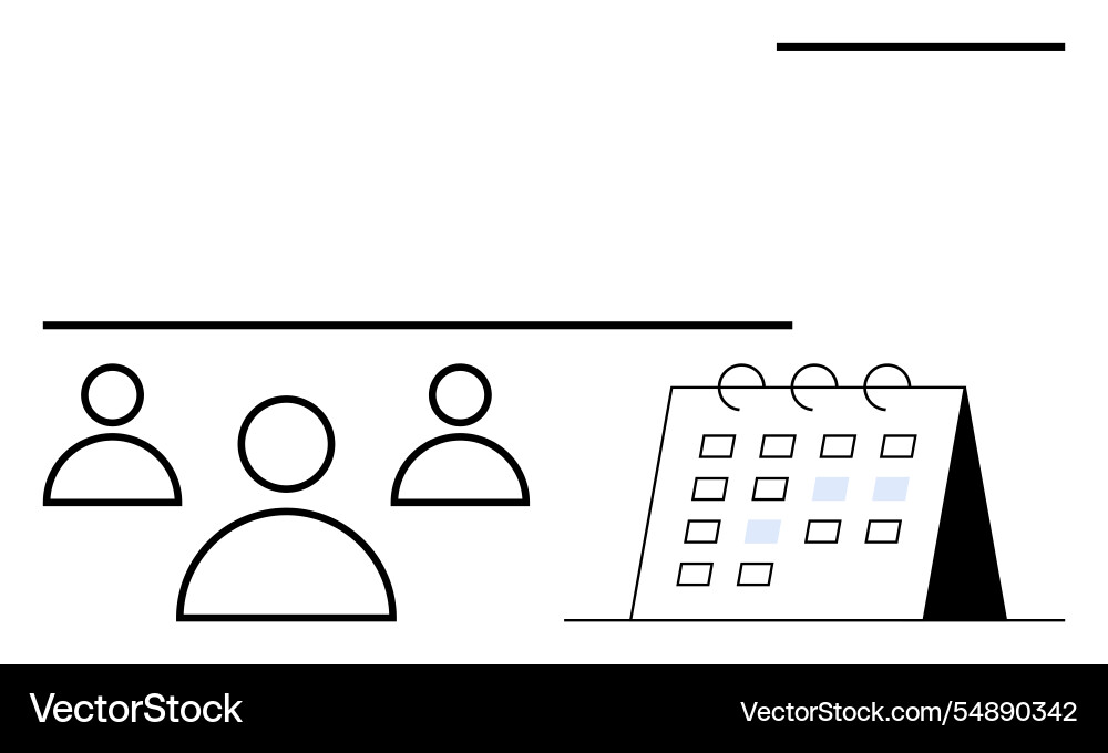 Team planning session with calendar for scheduling Team planning session with calendar for scheduling vector image