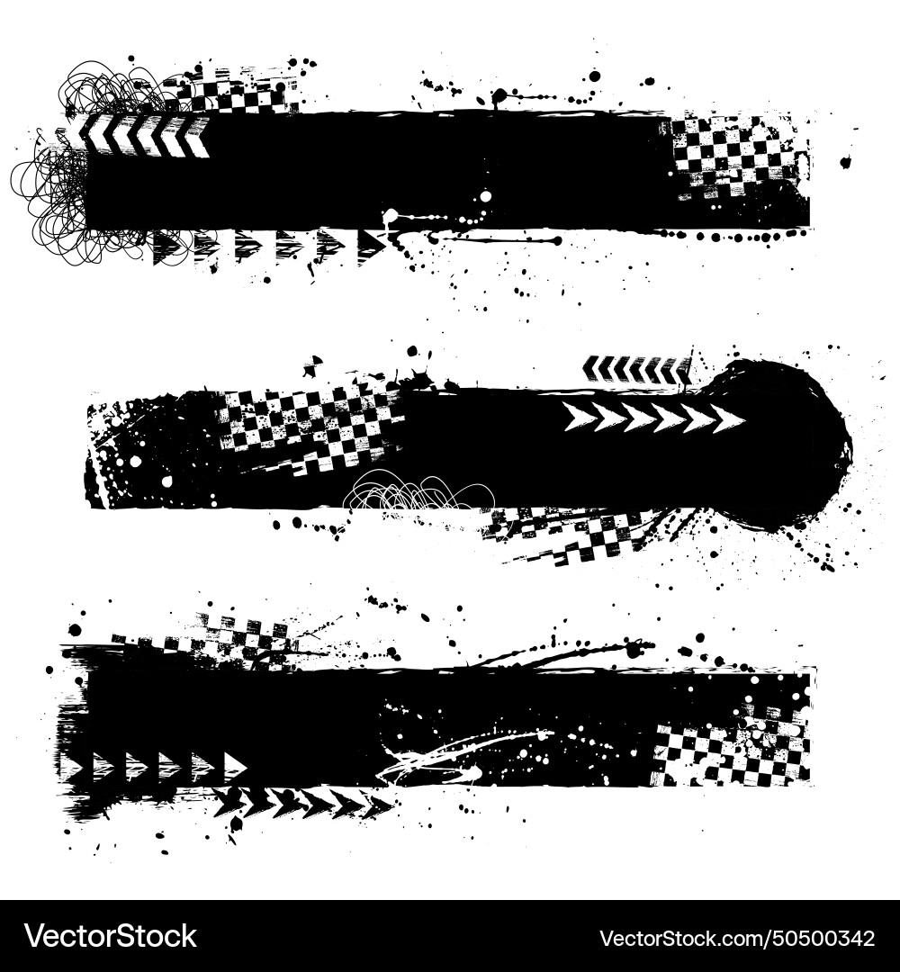 Three race black grunge frames Royalty Free Vector Image