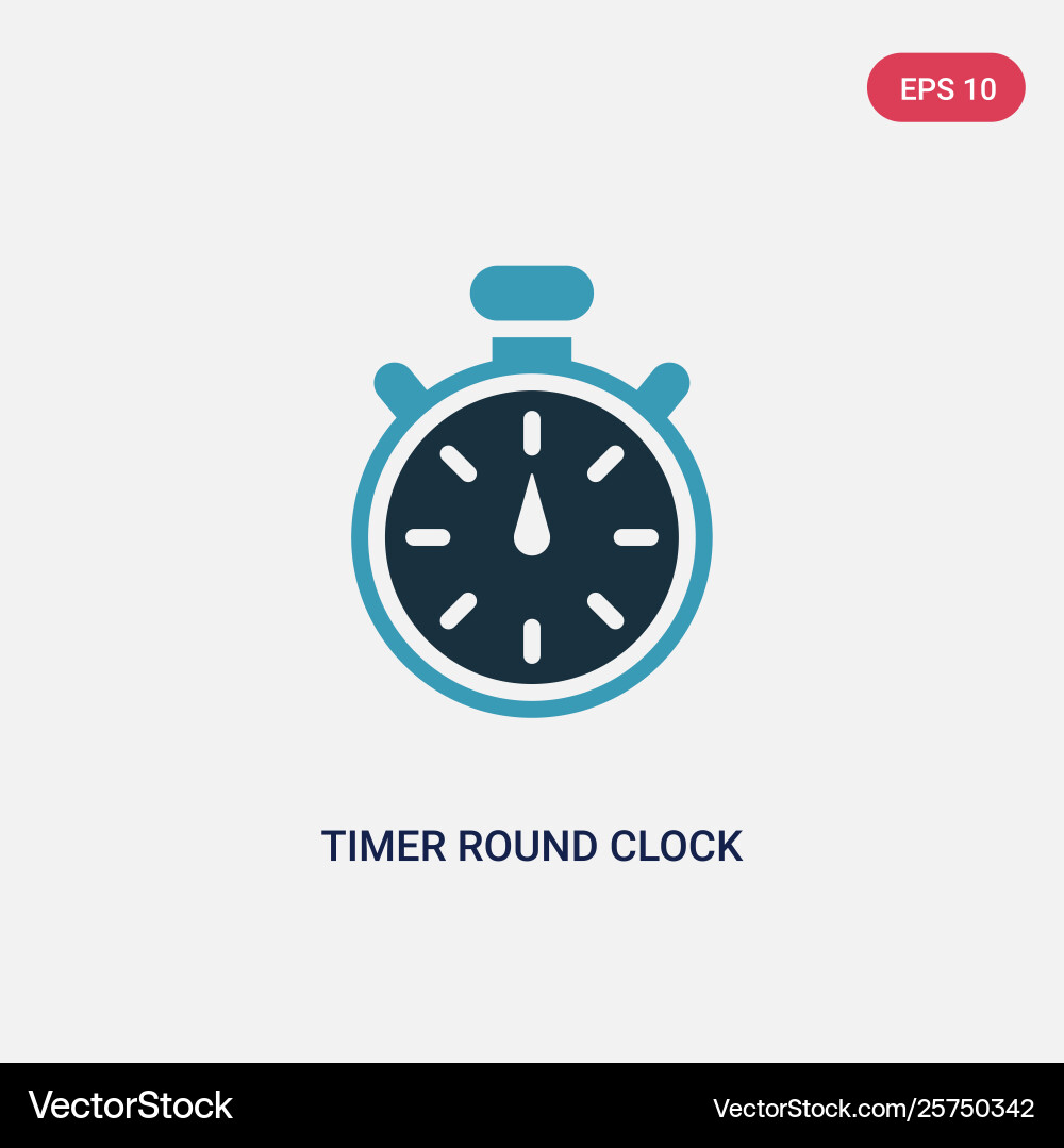 Two color timer round clock icon from tools vector image