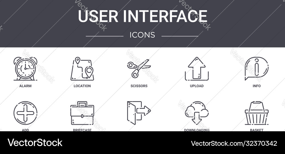 User interface concept line icons set contains Vector Image