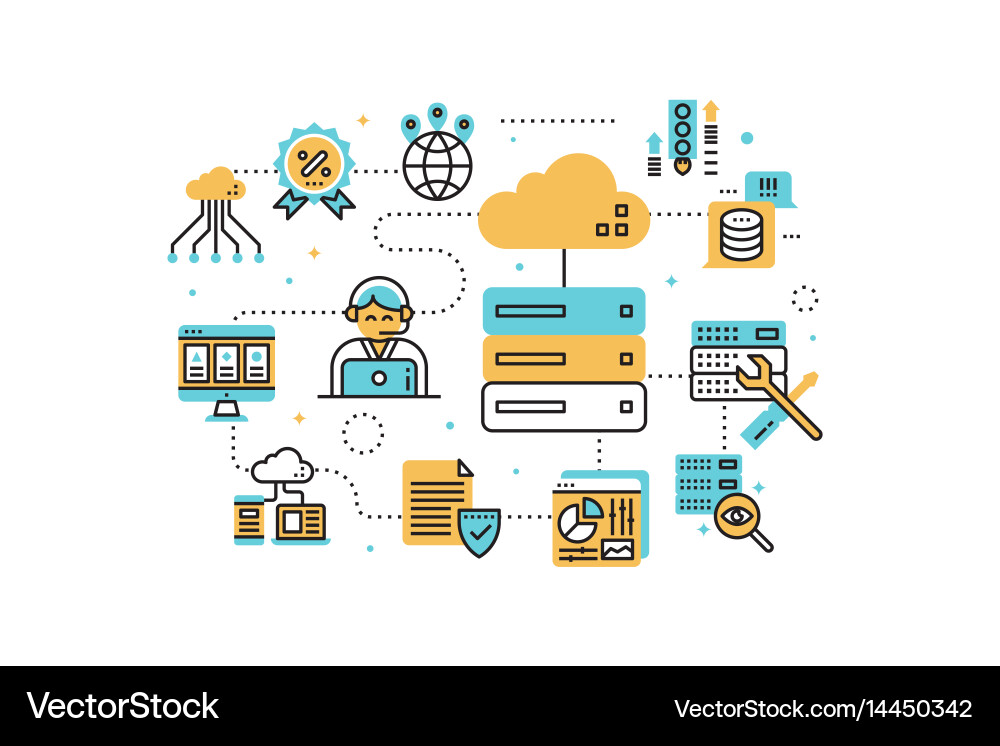 Web Hosting Icons vector image