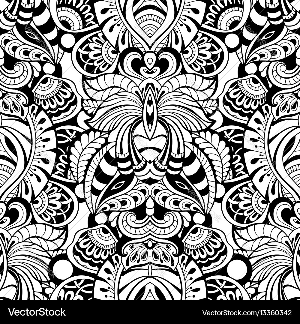 Zentangle Black & White Pattern vector image