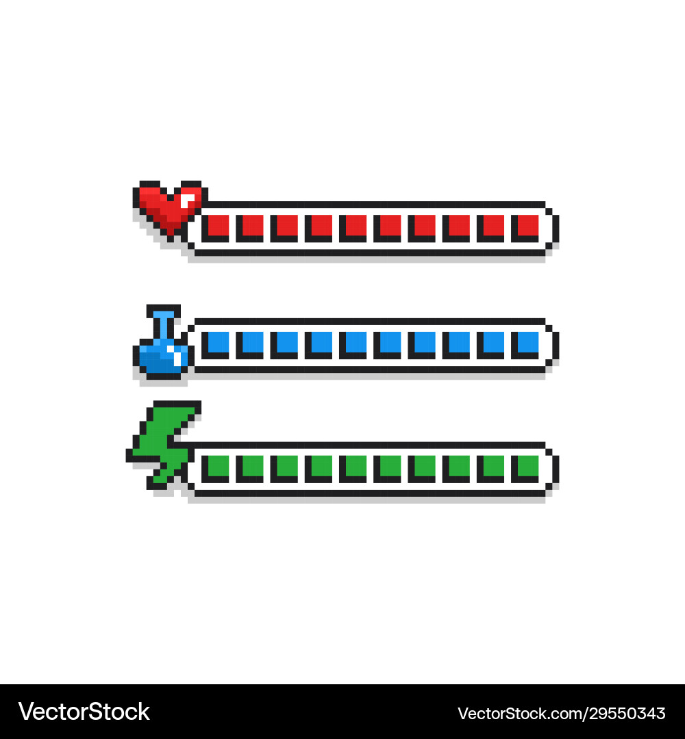 8-bit Game UI Elements Vector Image