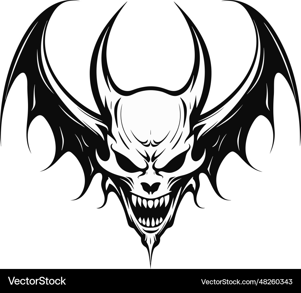 A devil head with wings in vintage style A devil head with wings in vintage style Vector Image