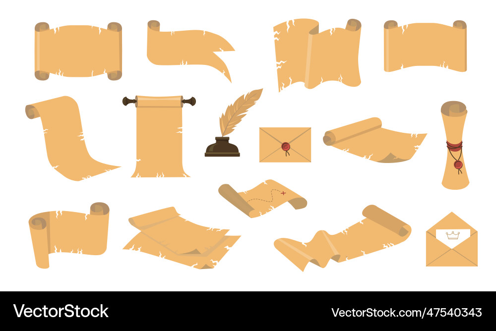 Ancient Scrolls Icon Set vector image