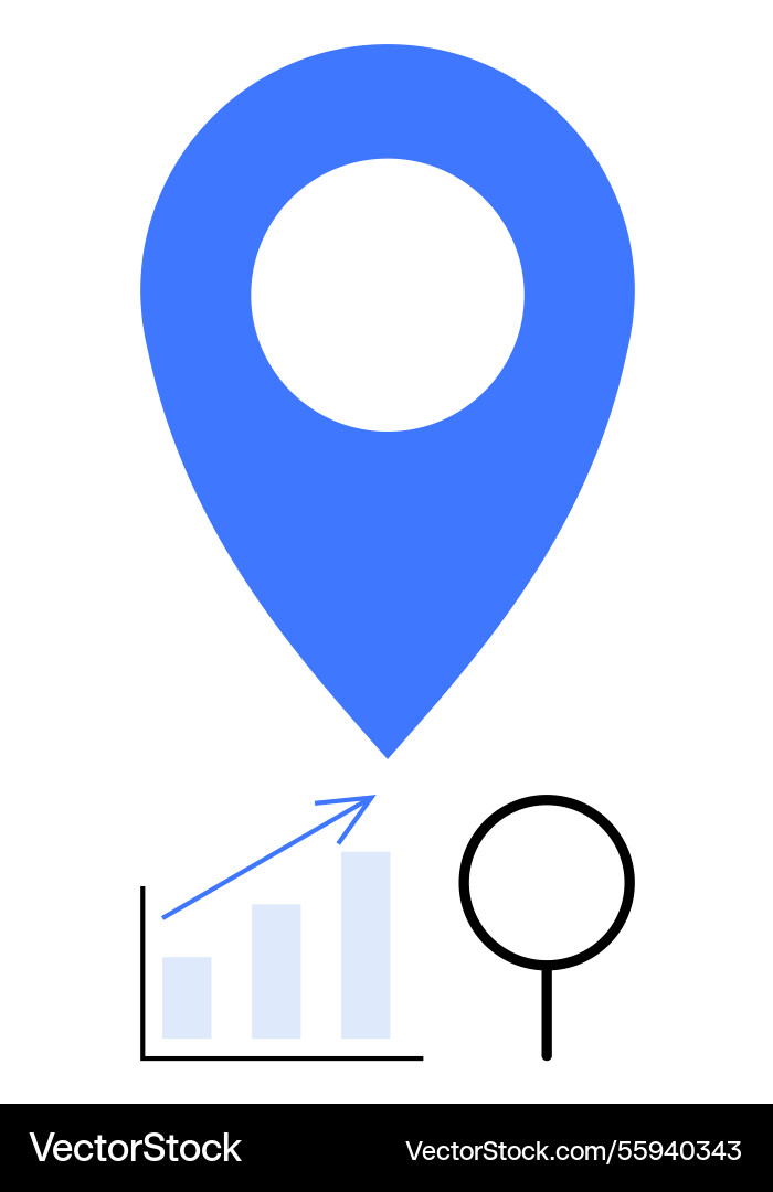 Blue location pin with analytics chart Blue location pin with analytics chart vector image