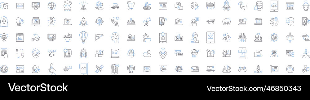 Cognitive computing line icons collection Cognitive computing line icons collection vector image