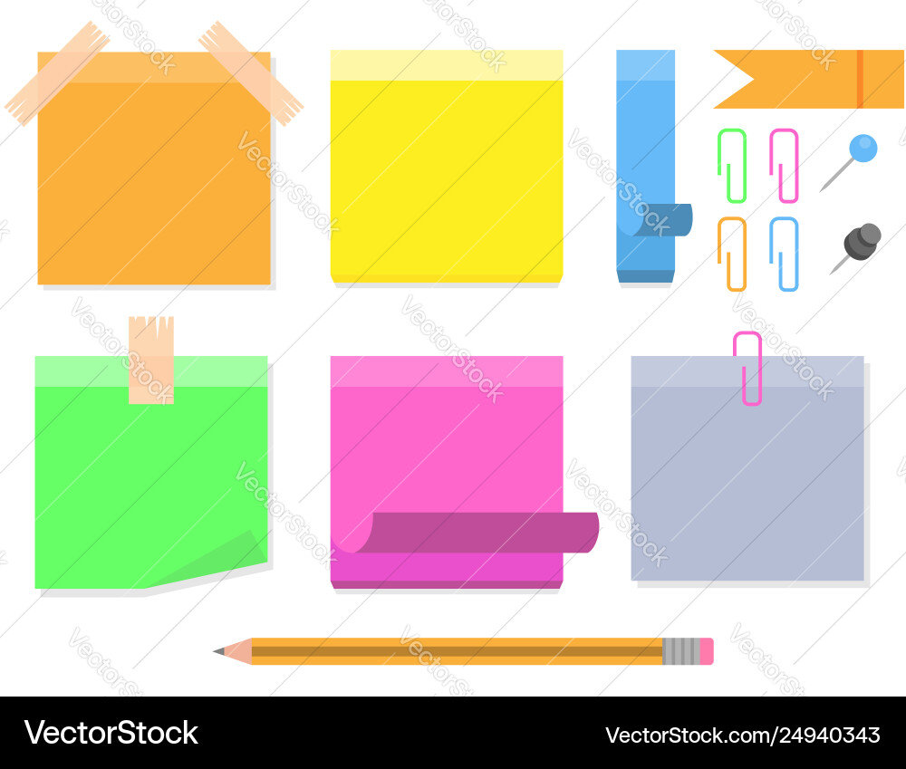 Collection different colored sticky notes Collection different colored sticky notes vector image